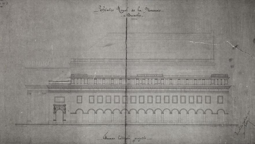 Place de la Monnaie. Théâtre royal de la Monnaie, plan d'archives (photo [s.d.]).