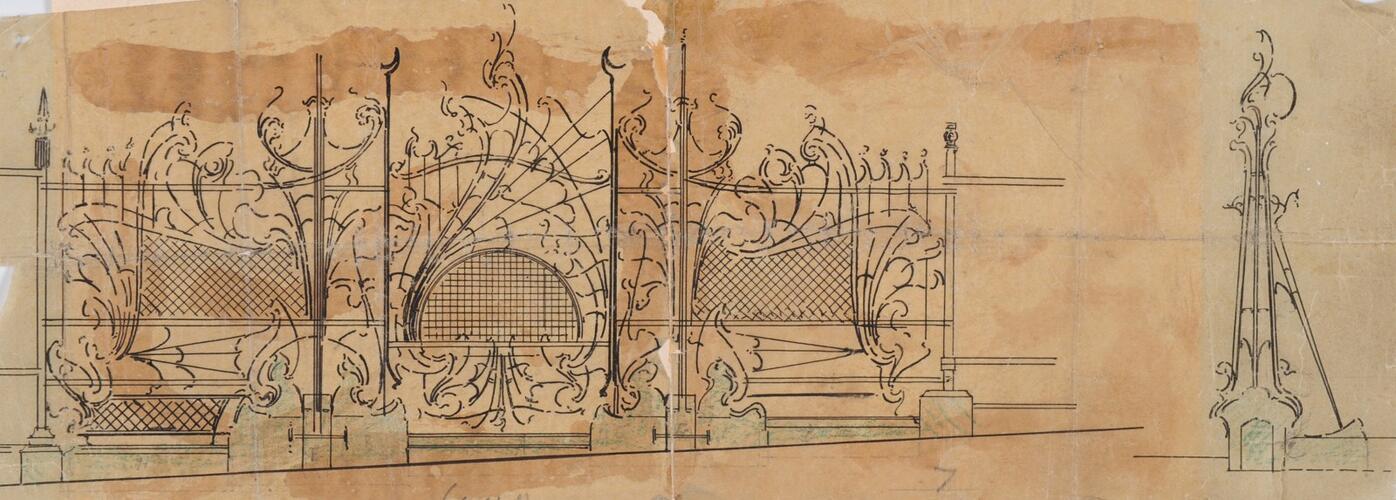 Square Ambiorix 11, projet non daté pour la grille du jardinet, AVB/TP 122 (1900). 