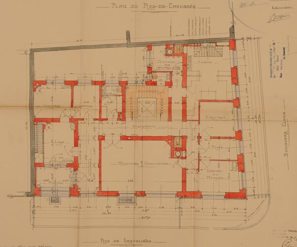Rue de Gravelines 55, plan du rez-de-chaussée, AVB/TP 57627 (1921).