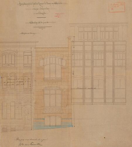 Avenue Palmerston 2, ancienne annexe du n[sup]o[/sup] 4, élévation AVB/TP 125 (1899).