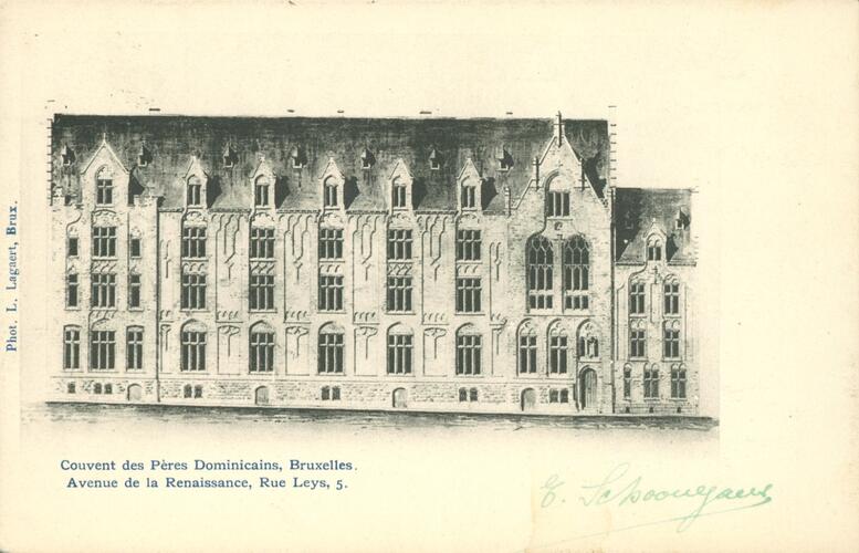 Rue Leys 5, couvent des Dominicains, élévation avant (Collection de Dexia Banque, s.d.).