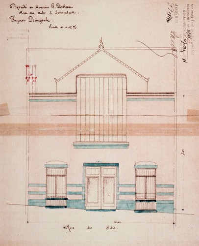 Rue des Ailes 71, élévation originelle (GOSLAR, M., [i]Victor Horta. 1861-1947. L’homme – l’architecte – l’Art nouveau[/i], Fondation Pierre Lahaut – Fonds Mercator, Anvers, 2012, p. 122).