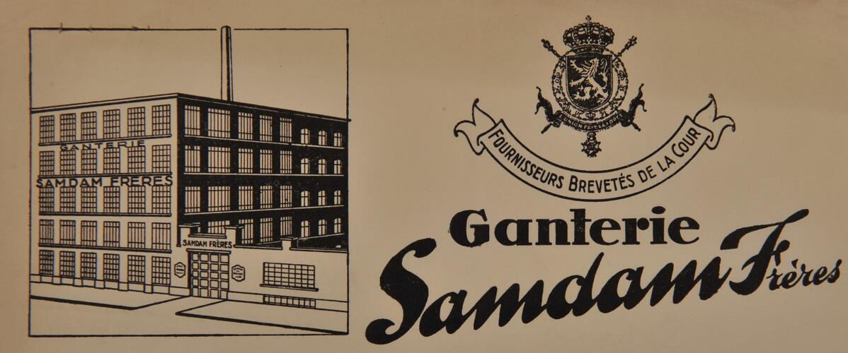 En-tête de la ganterie Gaston Samdam, ACS/Urb. 192-10 (1938).