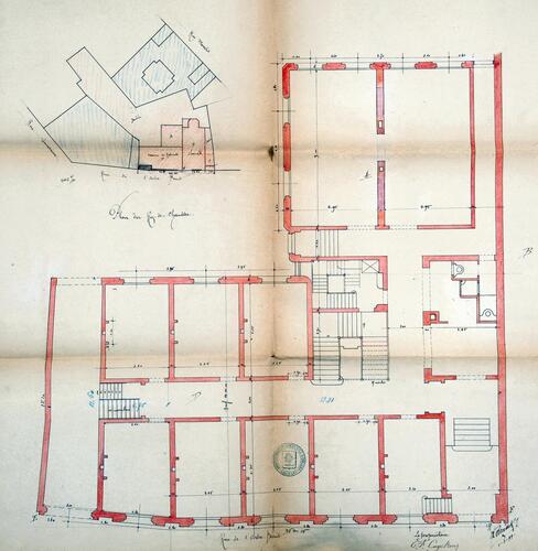 Rue de l’Arbre Bénit 102, plan d’origine de la maison de repos, ACI/Urb. 21-104 (1899).