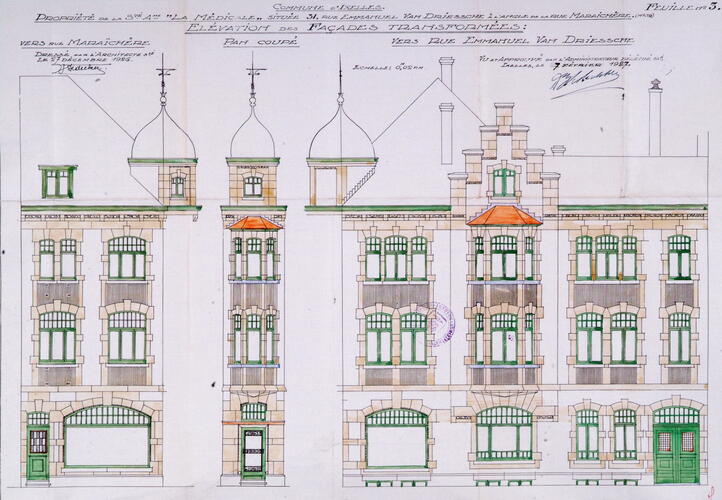 Rue Fernand Neuray 59 - rue Emmanuel Van Driessche 31, élévation, ACI/Urb. 114-31 (1911).