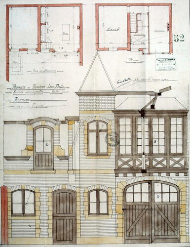 Avenue Louis Lepoutre 106, plan et élévation du garage, ACI/Urb. 213-106 (1913).
