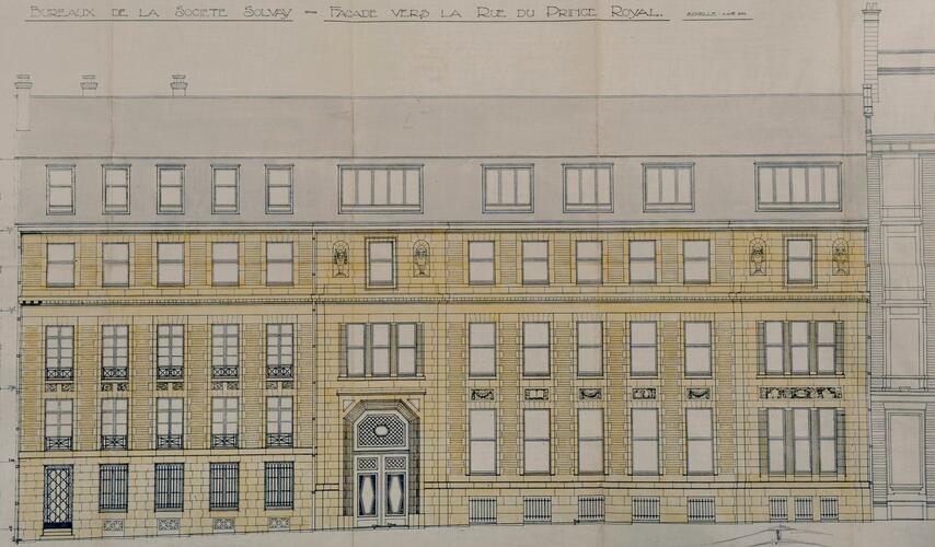 Rue du Prince Royal 20-22, élévation de l’extension à gauche des anciens bureaux, ACI/Urb. 257-31-33 (1927).