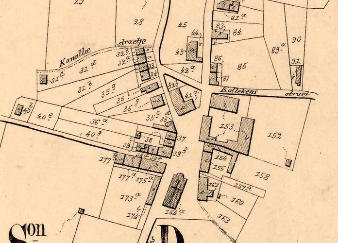 Square du Vieux Tilleul 11, implantation de la ferme vers 1860, Popp, P.C., 1860 (parcelle n° 161).