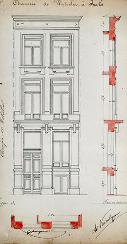 Chaussée de Waterloo 395-393, élévation d’une façade de type III, ACI/Urb. 315-393 (1877).