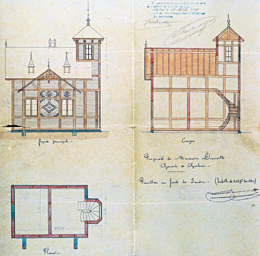 Chaussée de Charleroi 81, élévation et plan du bâtiment arrière, ACSG/Urb. 3346 (1889).