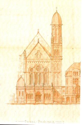 1er projet pour l'église Sainte-Alène, 1913, arch. Louis Pepermans, ACSG/Urb. 9 (1913).