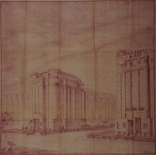 Square Vergote 10 et 10b, perspective des immeubles, ACWSL/Urb. 4644 (1935).