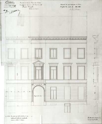 Avenue des Arts 16, Hôtel Charlier, transformations de 1892 (ACSJ/Urb./TP 4341).