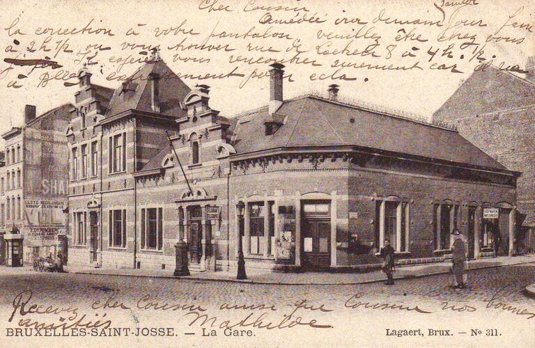 Station de la chaussée de Louvain, cachet de la poste de 1906 (Collection cartes postales Dexia Banque).