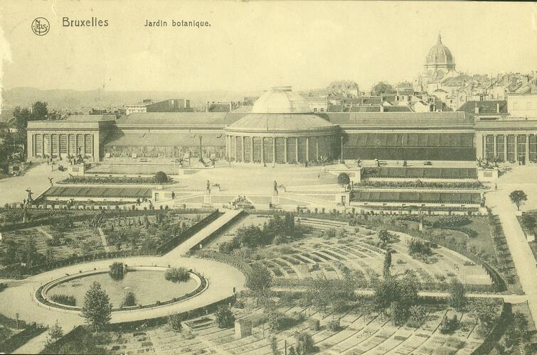 Vue sur le jardin Botanique, vers 1910 (Collection cartes postales Fr. Van Kalken).
