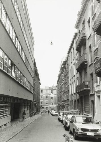 Priestersstraat, zicht vanaf Wolstraat, 1980