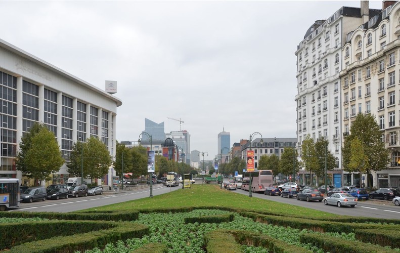 Square Sainctelette, vue vers le boulevard d’Anvers, ARCHistory / APEB, 2017