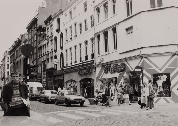 Kleerkopersstraat, onpare nummers, zicht vanuit Kiekenmarkt, 1984
