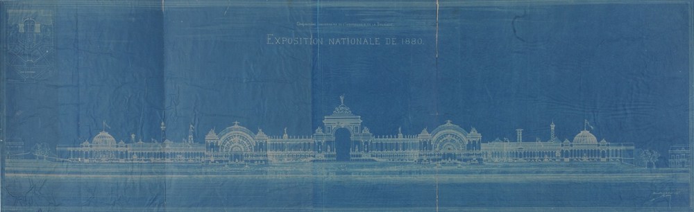 Projet pour l’Exposition nationale de 1880, dessiné par Gédéon Bordiau en 1879, élévations vers la ville, AVB/PP 408.