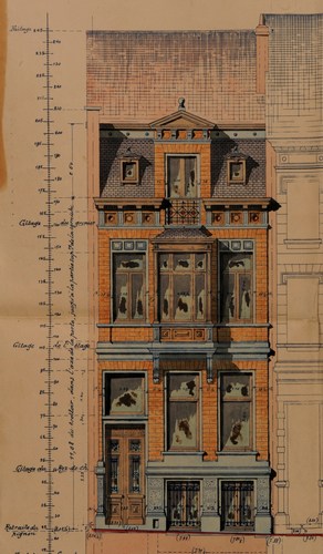 Rue des Confédérés 25, maison personnelle de l’architecte L. Tielemans, élévation, AVB/TP 9550 (1899).