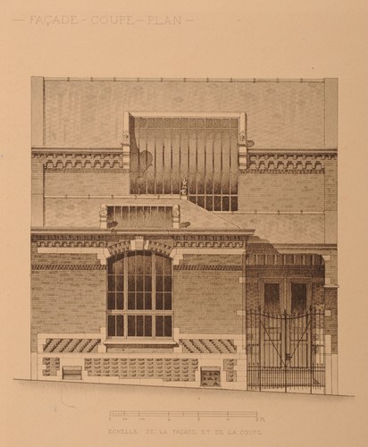 Avenue de Cortenberg 33 (démoli), élévation de l'atelier de Guillaume Charlier ([i]L'Émulation[/i], 1892, pl. 37).