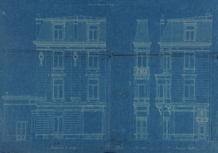 Rue Franklin 73, à l’angle de la rue Le Corrège, projet des architectes Constant Bosmans et Henri Vandeveld, AVB/TP 11531 (1899-1902). 