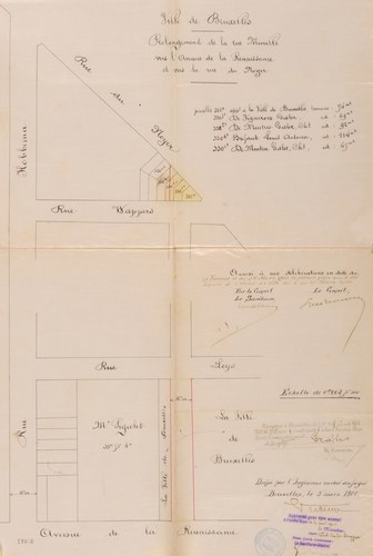 Rue Murillo, plan de prolongement de la rue en 1900, AVB/TP 21815. 