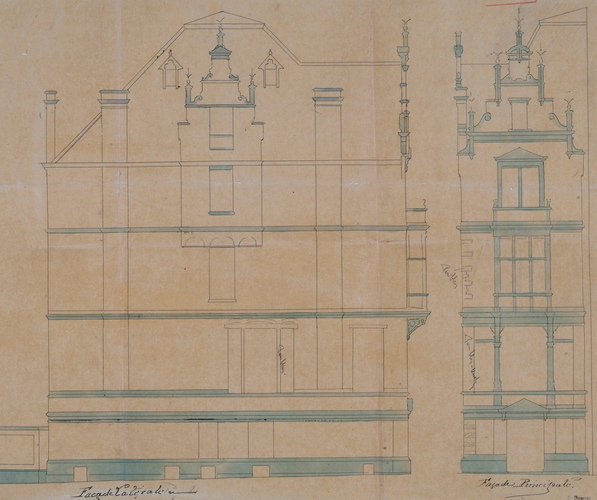 Hoek Louizalaan en Wethoudersstraat, herenhuis n.o.v. architect Albert DUMONT, opstand gevels, SAB/OW 14449 (1888)