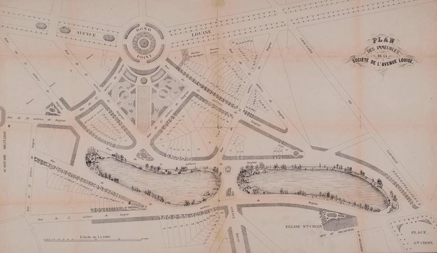 Société immobilière de Belgique, plan du quartier des Étangs, parcelles prêtes à la vente, AVB/PP 2720 (vers 1875)