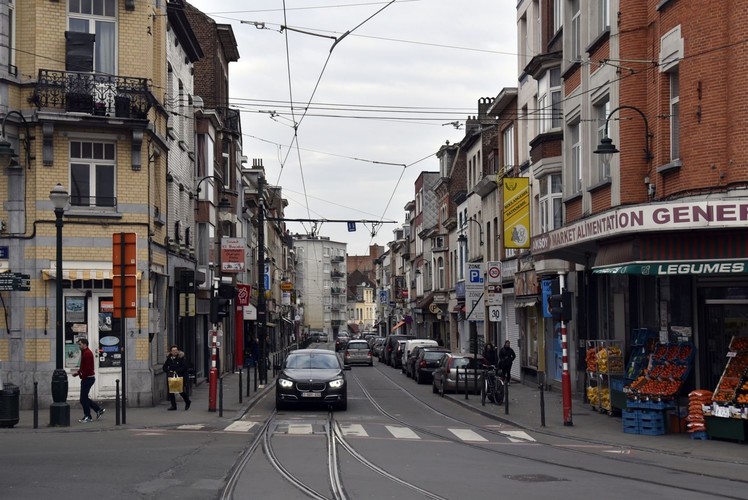 Rue Fransman, vue depuis la place Émile Bockstael, ARCHistory / APEB, 2018