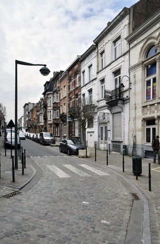 Rue Jacobs-Fontaine, vue du côté impair depuis la rue Thys-Vanham, ARCHistory / APEB, 2018