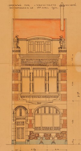 Rue Anatole France, maison du sculpteur J. Lecroart, architecte Joseph Diongre, 1910, élévation de la maison, ACS/Urb. 13-23 (1910).
