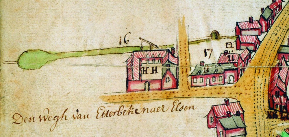 De brouwerij L’Italie omstreeks 1750 , (ARA, Kaarten en plannen in handschrift, 643).