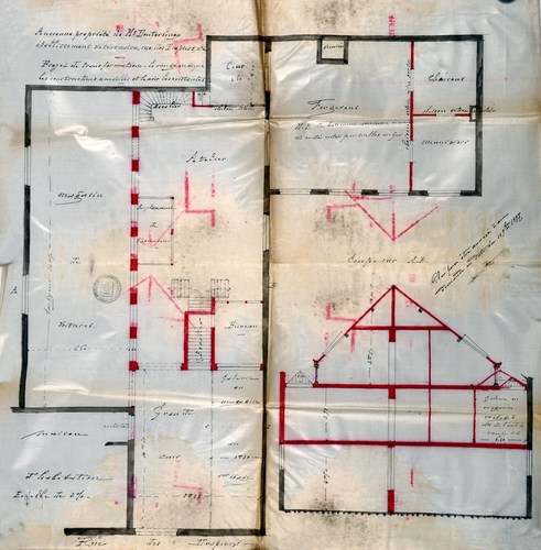 Rue des Drapiers 6, plan du cabinet de vétérinaire pour chevaux, ACI/Urb. 102-4-6 (1897).