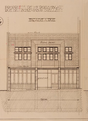 Projet non exécuté de l'architecte Antoine Pompe pour Henri Rozenblat, élévation, ACI/Urb. 104-82 (1923).