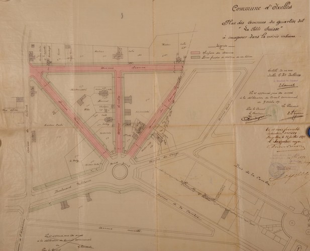 [i]Plan des avenues du quartier dit 'La Petite Suisse' à incorporer dans la voirie urbaine[/i], 1891, ACI/TP 117.