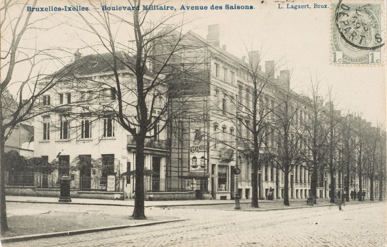Boulevard Général Jacques à l'angle de l'avenue des Saisons, après 1902 (Collection Dexia Banque-ARB-RBC).