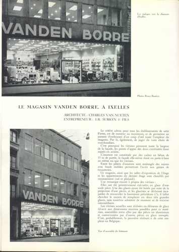 Chaussée d’Ixelles 84, vitrine de [i]Vanden Borre[/i], architecte Charles Van Nueten, 1952 (La Maison, 1956, p. 337).