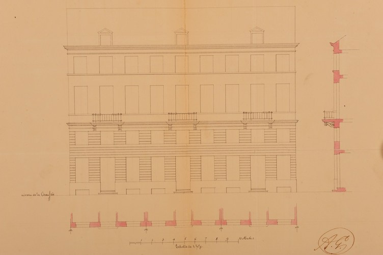 Chaussée d’Ixelles 133, demande de permis de bâtir pour trois maisons démolies au profit du complexe d’Electrabel, ACI/Urb. 171-133 (1842).