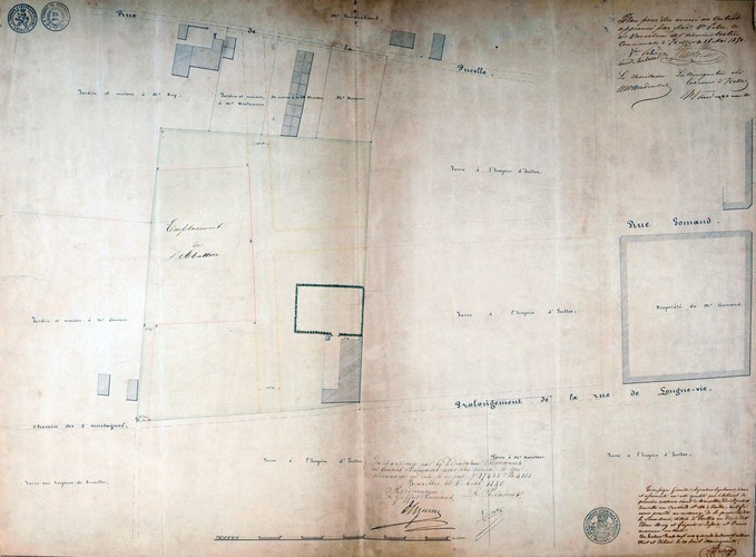 Rue J. Van Volsem, plan d’aménagement ratifié par l’arrêté royal du 20.08.1850, ACI/TP 179.