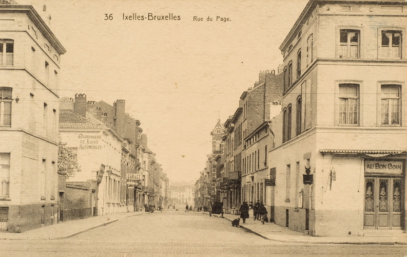 Rue du Page, vue vers place du Châtelain, s.d. (Collection Dexia Banque)