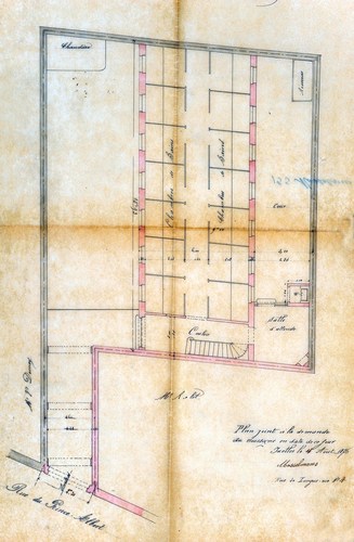 Rue du Prince Albert, demande de permis de bâtir pour un établissement de bains, plan terrier, ACI/Urb. 256- fonds non classé (1876).