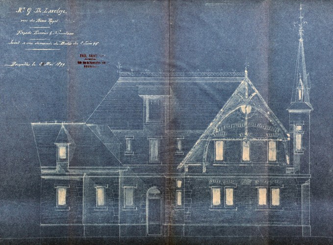 Rue du Prince Royal 83, élévation de l’annexe avec écuries, architecte Paul Saintenoy, ACI/Urb. 257-85 (1899).