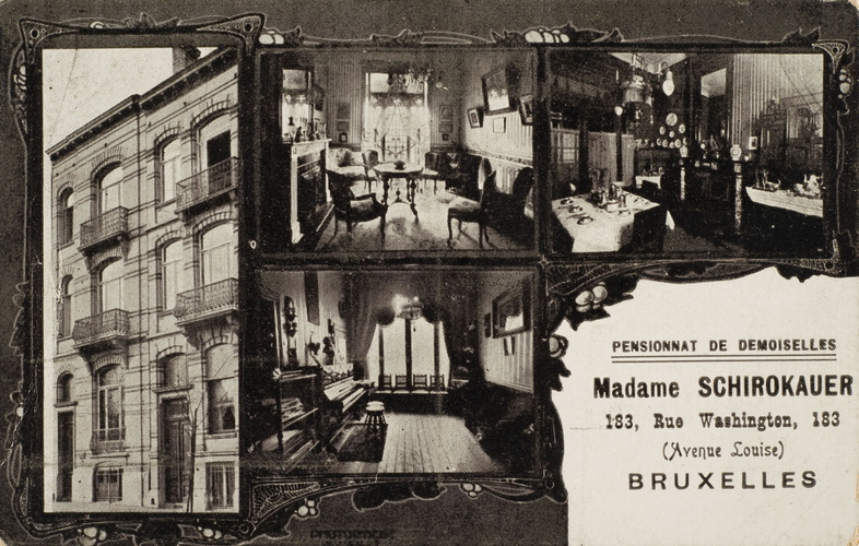 Rue Washington, carte postale du pensionnat pour jeunes filles (Collection de Dexia Banque).