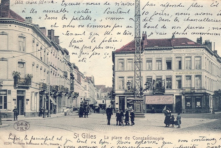 Vml. Constantinopelplein, act. Heldenplein (Verzamelingpostkaarten Dexia Bank, 1904)