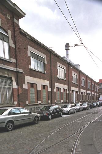 Rue de l'Imprimerie, façade latérale de l'imprimerie située rue Fonsny 131, 2004