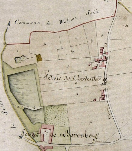 Detail van de gemeenteatlas van 1808, met het tracé van de [i]Kelle Straet[/i] ten oosten van de Bovenberg, GASPW/DS.
