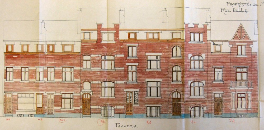 Promotion immobilière commandée par Laurent Crombé en 1925, rue Kelle 92 à 104, ACWSP/Urb. 4 (1925).