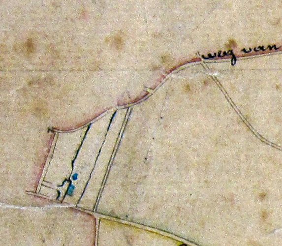 Uitreksel uit verzamelingkaart van de kadastrale kaart van de gemeente Sint-Pieters-Woluwe ‘geëindigd te velde’ in 1829 door landmeter L. Detry, GASPW/DS.