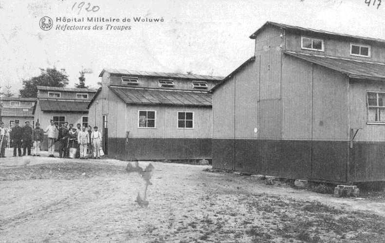Parc Parmentier, pavillons en bois de l’ancien hôpital militaire (démoli), cachet de la poste de 1920, ACWSP/SP carte postale inv. 484.